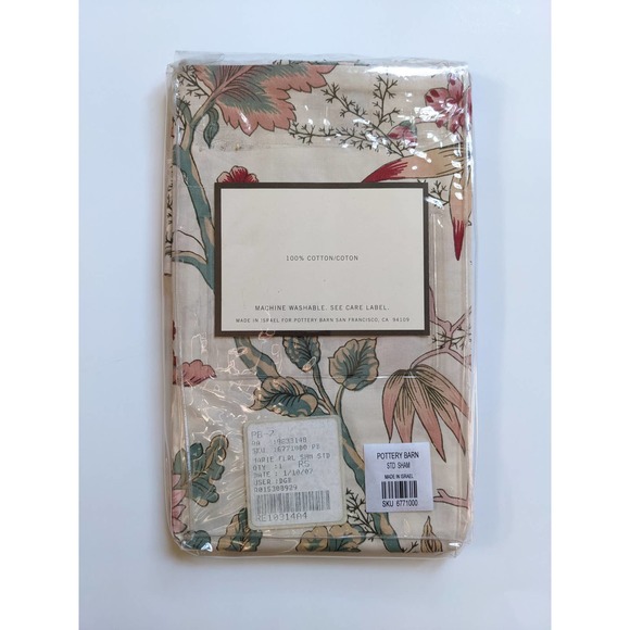 Pottery Barn Marie Floral Pillow Sham Standard Size Set of 2 100% Cotton NEW - Picture 3 of 6